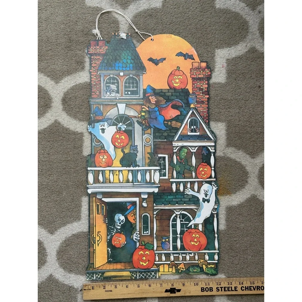 Vintage Eureka Haunted House Halloween Cardboard Die-Cut Cutout Decoration